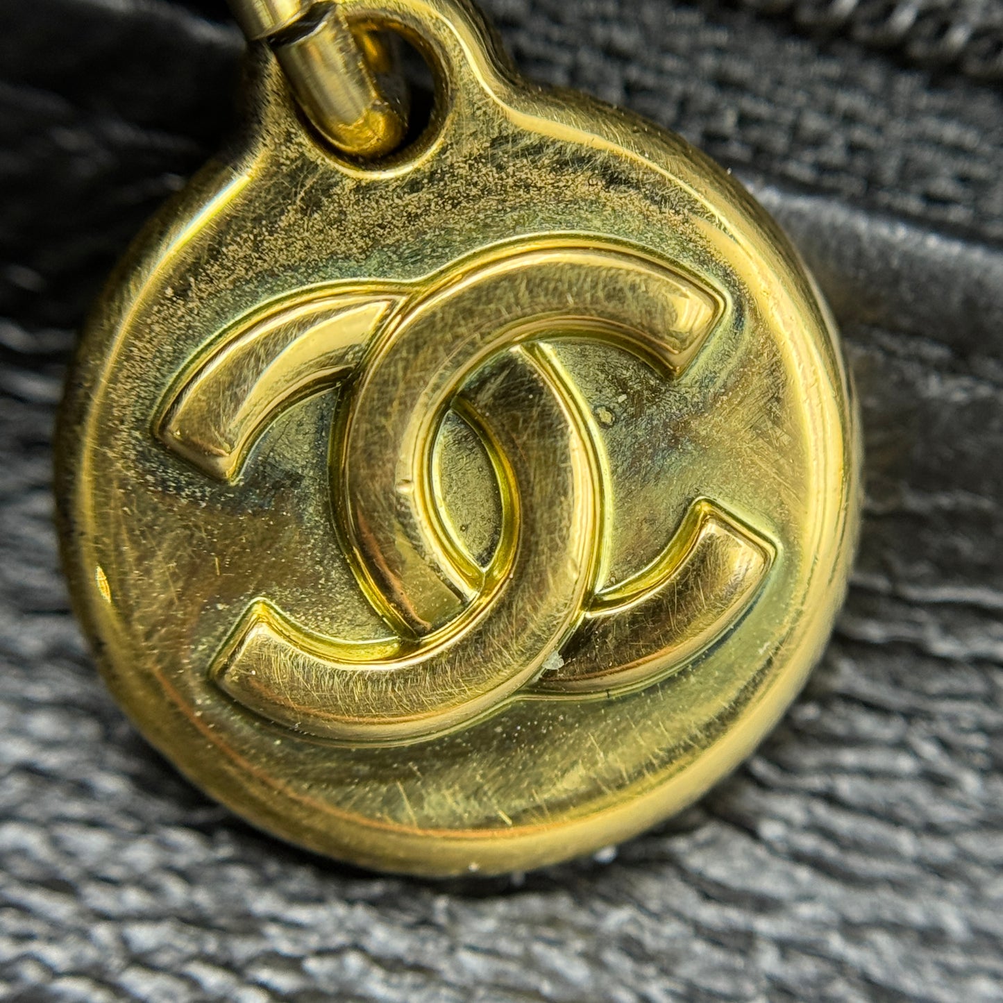 Vintage CC Lock Pocket Chain Tote Quilted Caviar Large