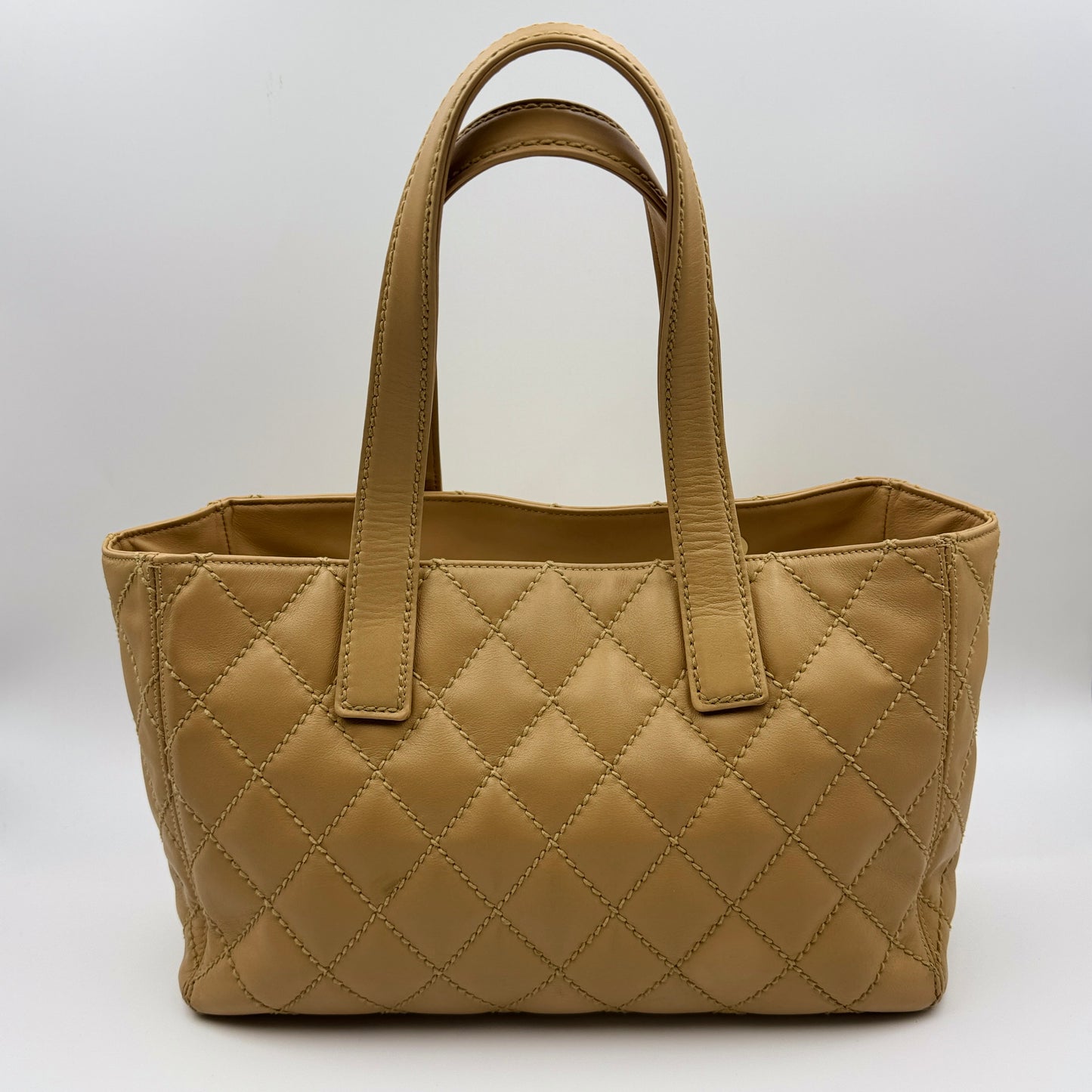 Chanel Wild Stitch leather tote beige