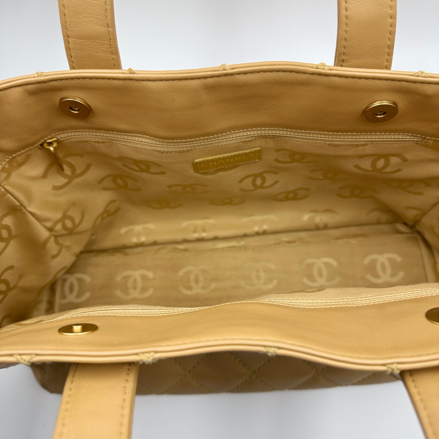 Chanel Wild Stitch leather tote beige