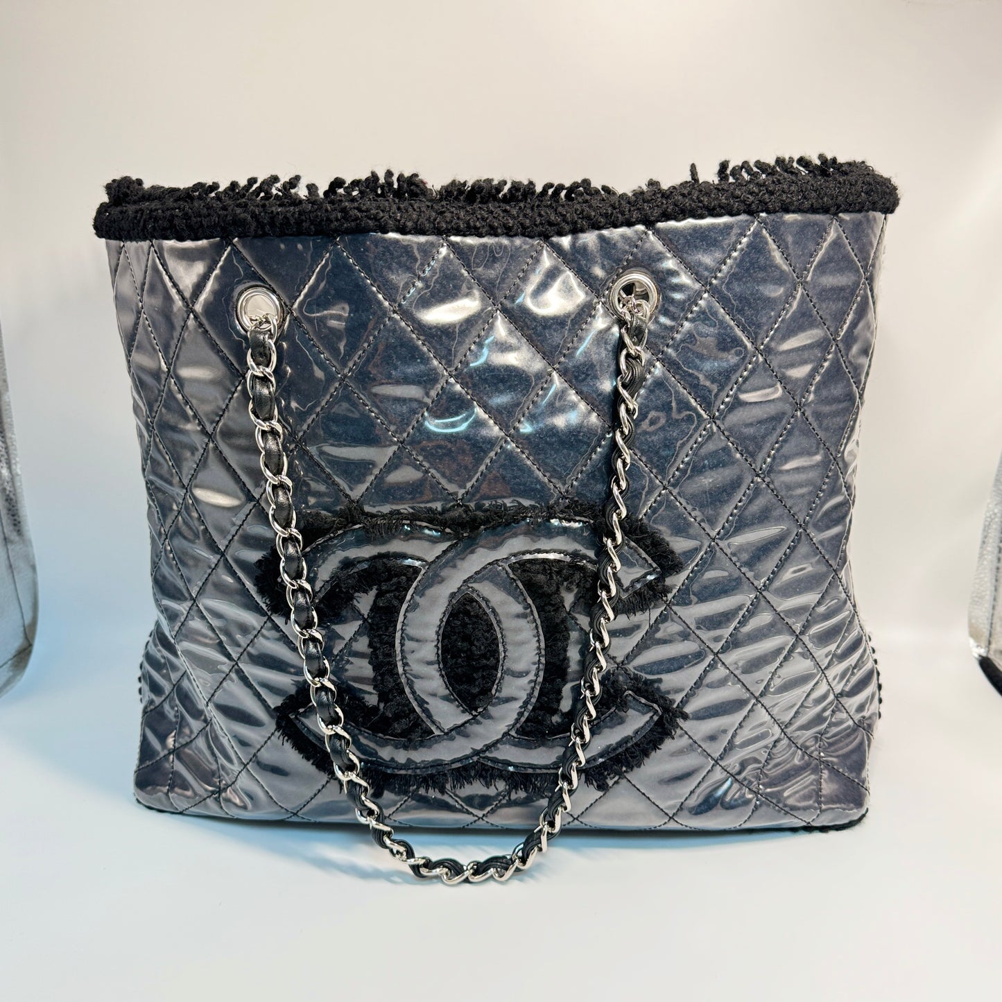 Tweed Plastic cover Tote bag Large