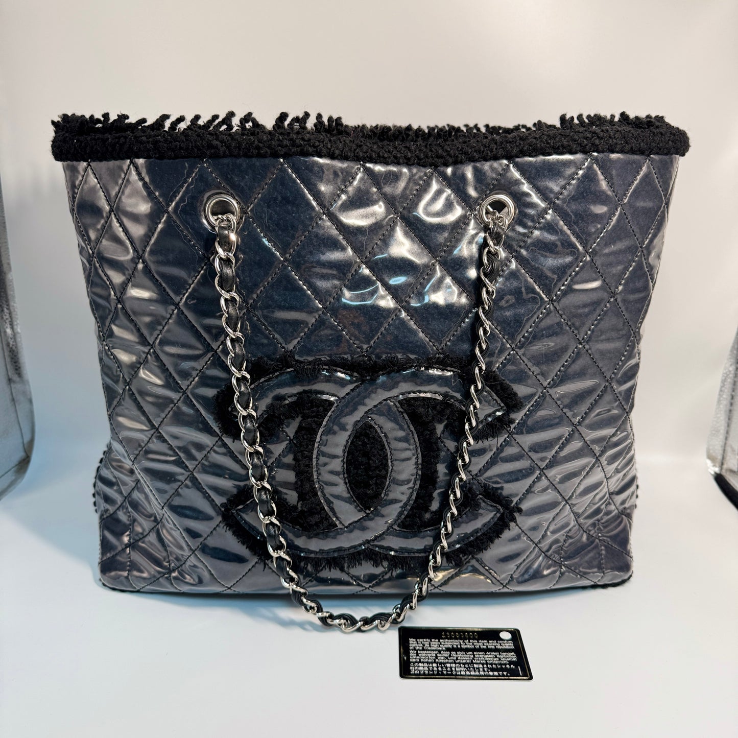 Tweed Plastic cover Tote bag Large