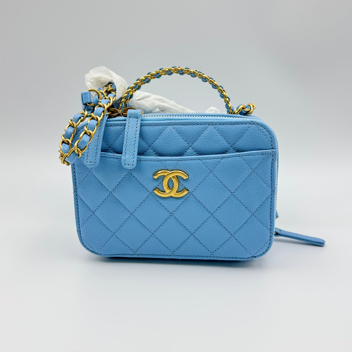 Chanel Small Pick Me Up Vanity Case Light Blue (Year 2022)