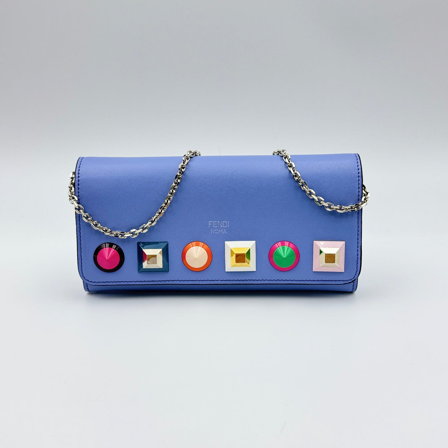 Continental Wallet on Chain Studded Leather