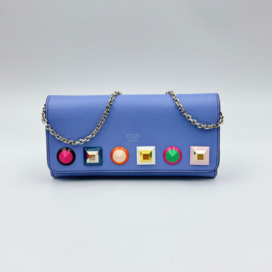 Continental Wallet on Chain Studded Leather