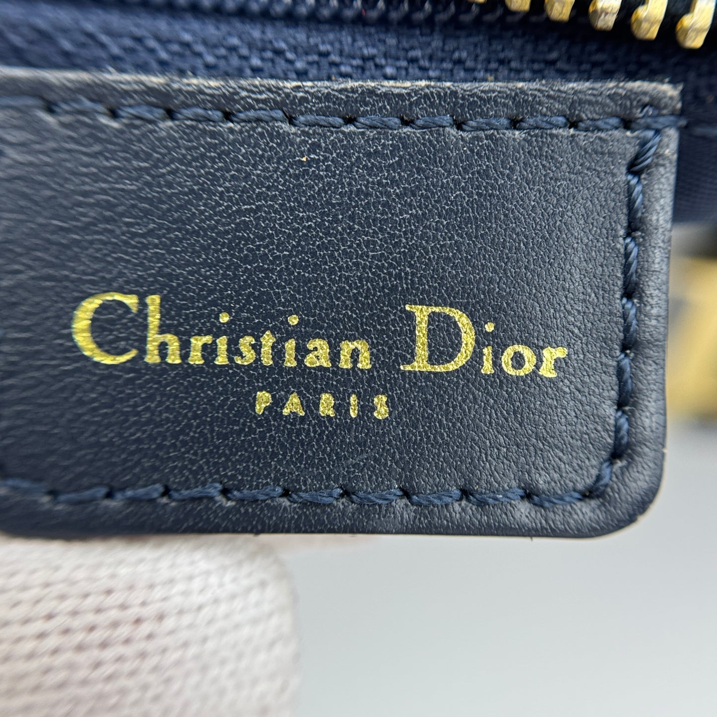 Navy Blue Oblique Canvas and Leather Small Trotter Boston Bag