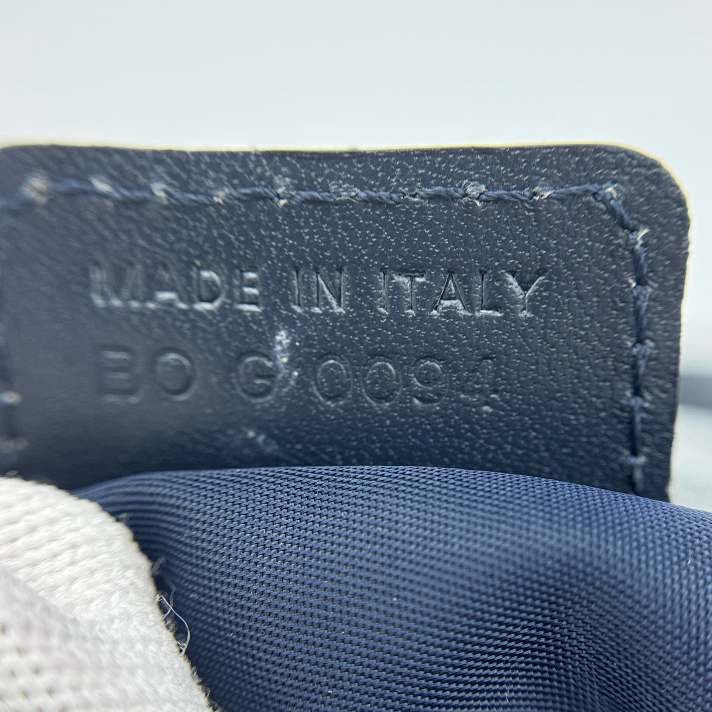 Navy Blue Oblique Canvas and Leather Small Trotter Boston Bag