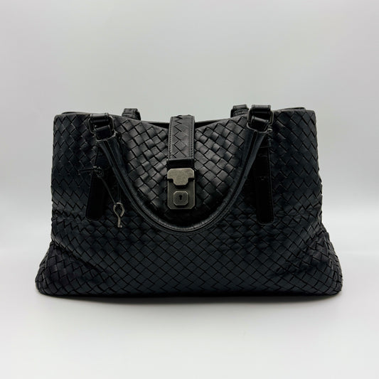 Intrecciato Roma Medium Black Tote