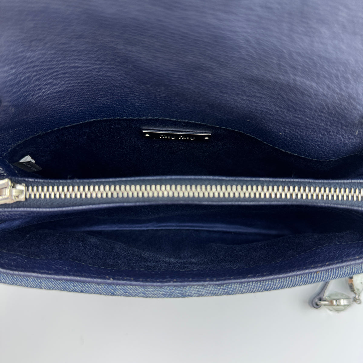 Miu Miu Denim Crystal Embellished Shoulder Bag — view 7 of 9 Denim Crystal Embellished Shoulder Bag, view 7 of 9
