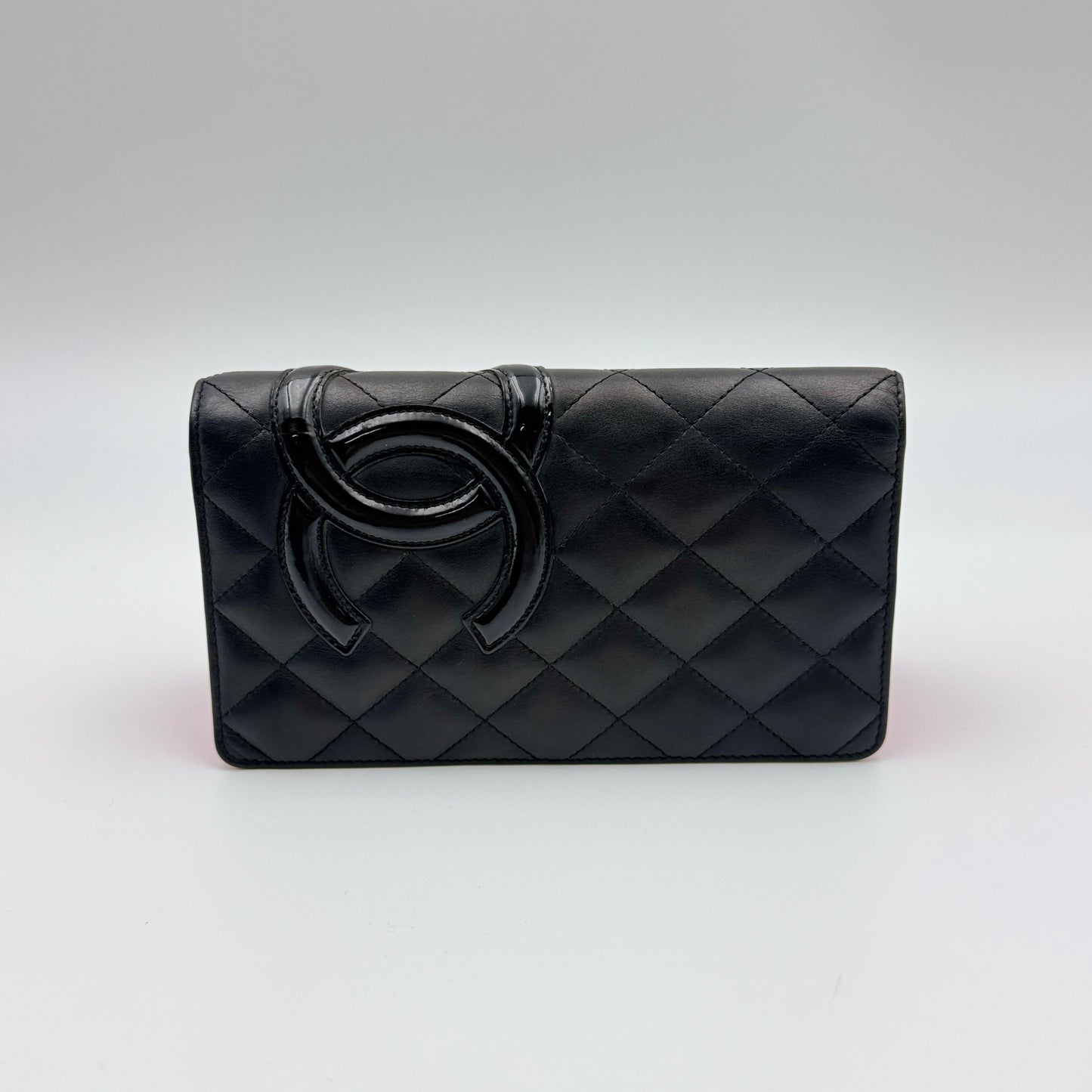 Calfskin Quilted Cambon Yen Wallet Black