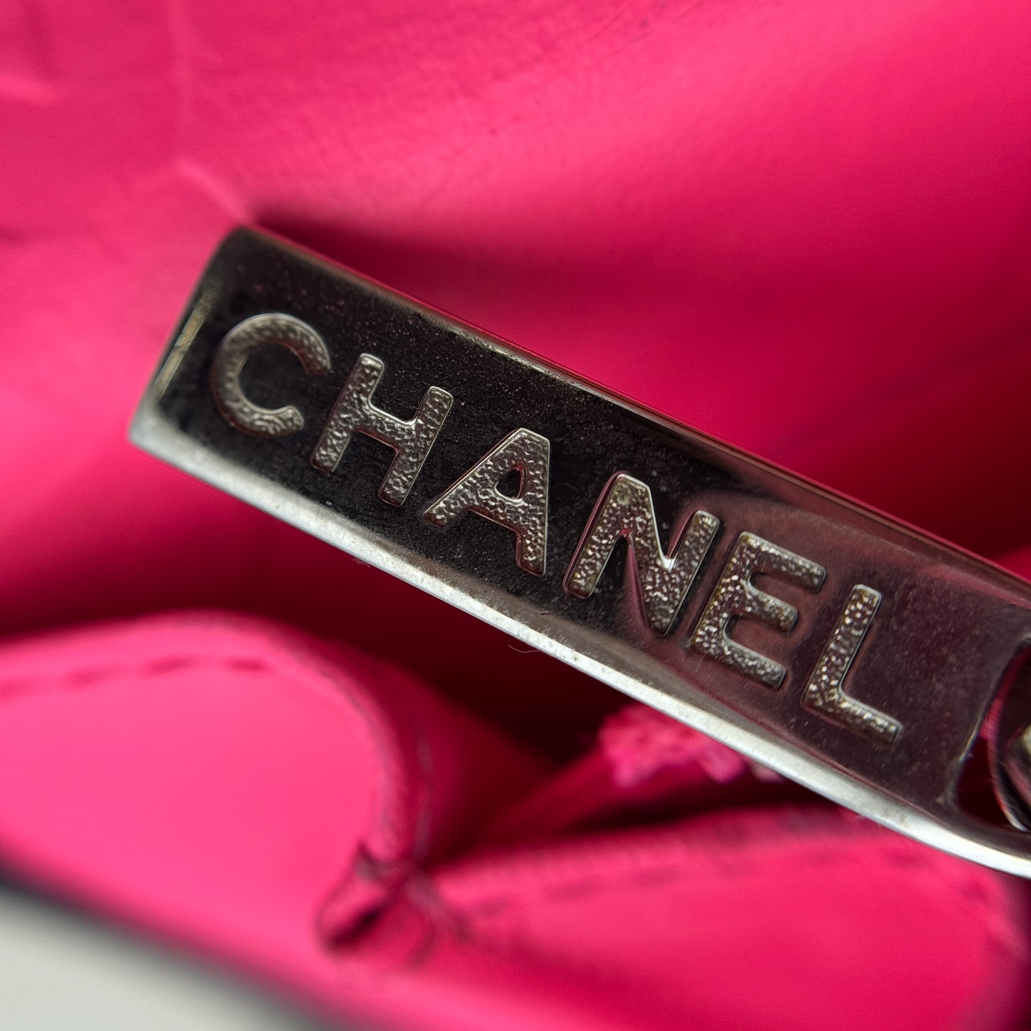 Calfskin Quilted Cambon Yen Wallet Black