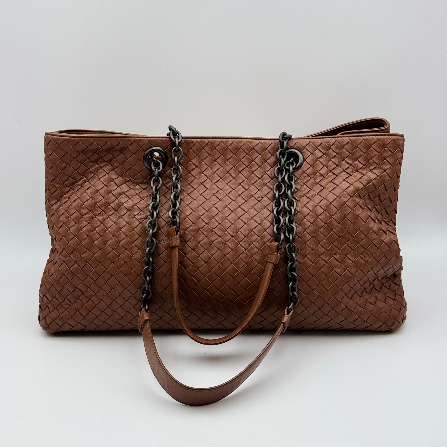 Intrecciato Chain Tote Brown