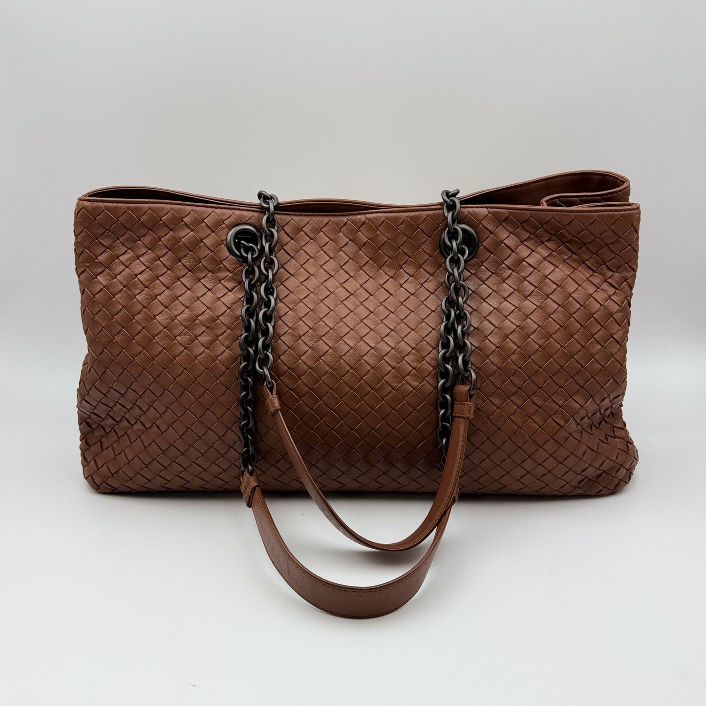Intrecciato Chain Tote Brown