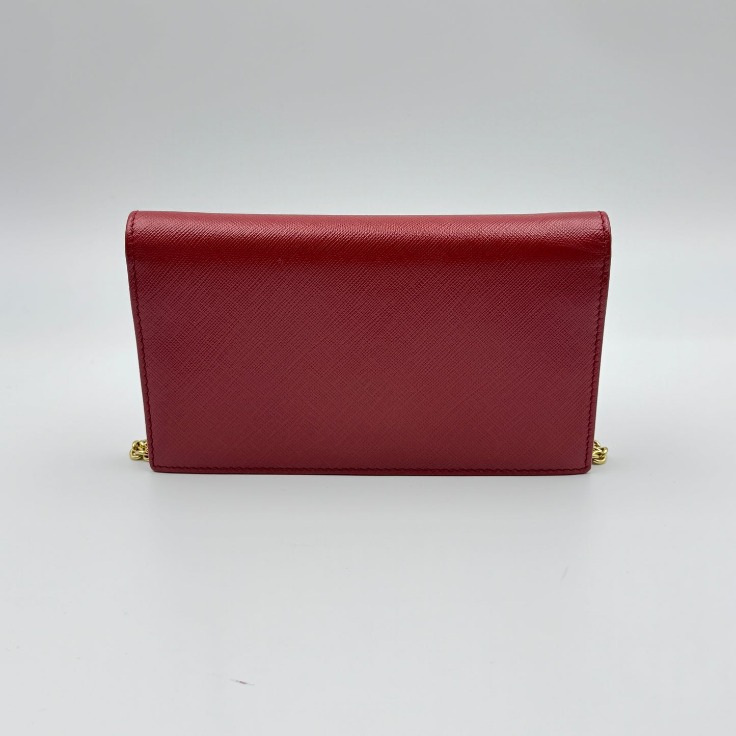 Red Leather clutch Wallet on Chain