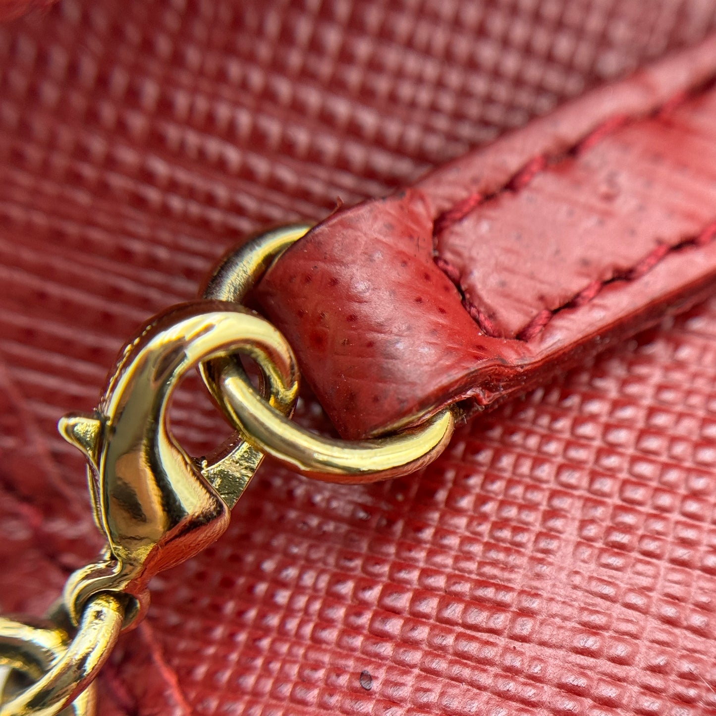 Red Leather clutch Wallet on Chain