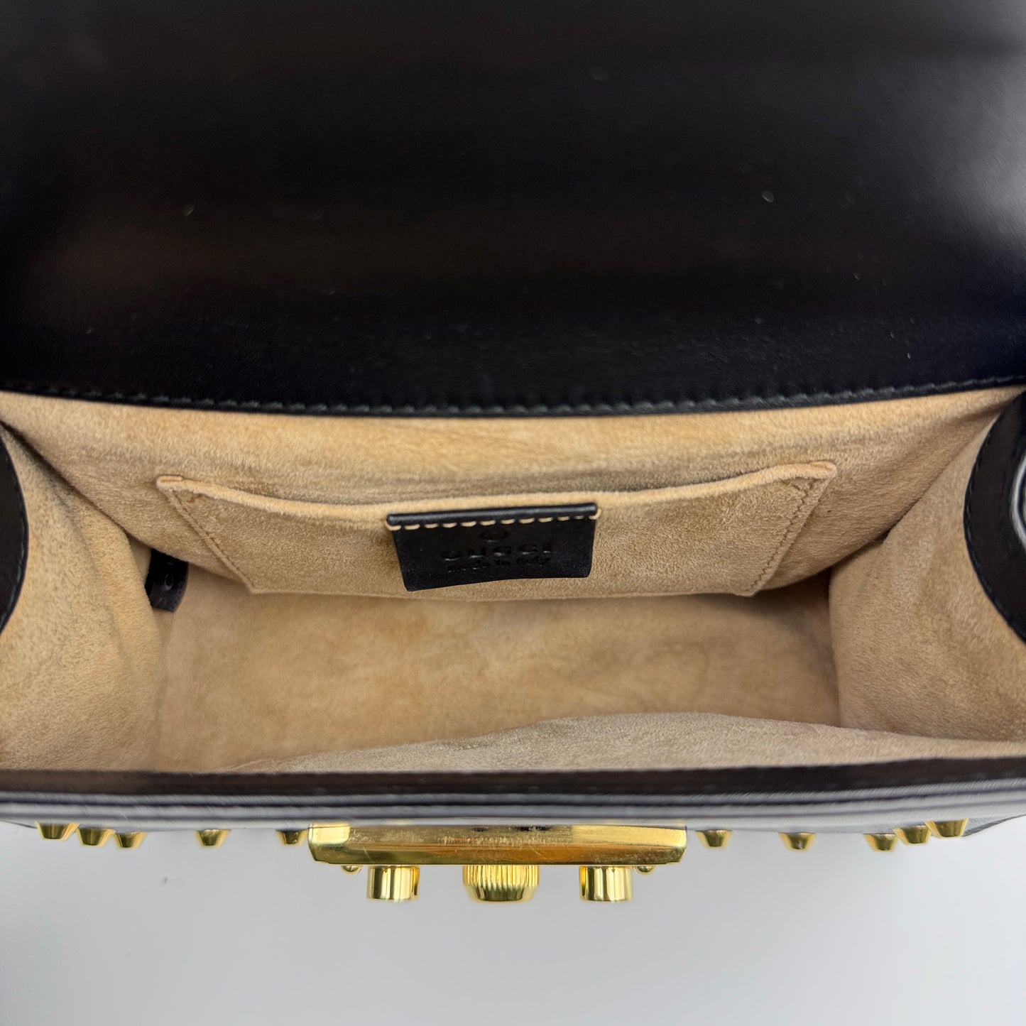 Pearly Padlock Shoulder Bag Studded Leather Small