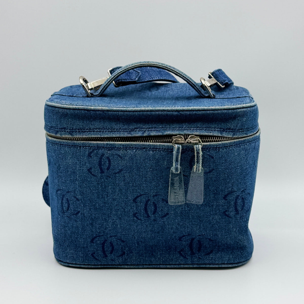 Chanel Vintage Vanity Case Printed Denim Medium