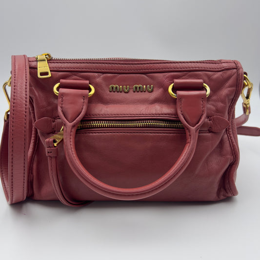 Leather Handle Tote Bag Pink