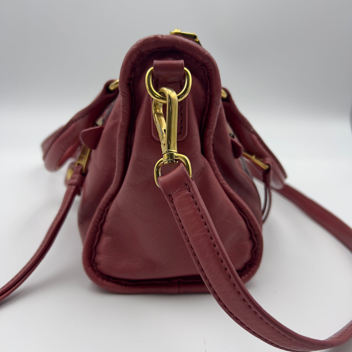 Leather Handle Tote Bag Pink