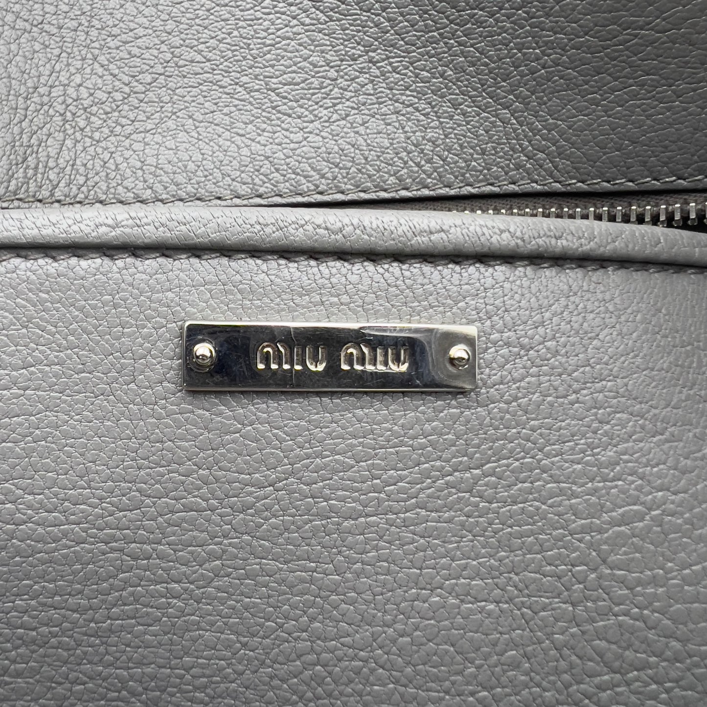 Leather Side Zip Convertible Tote Grey