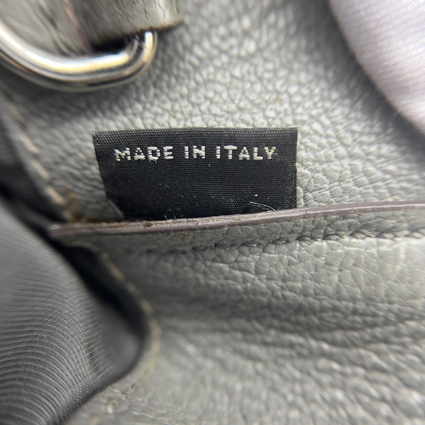 Leather Side Zip Convertible Tote Grey