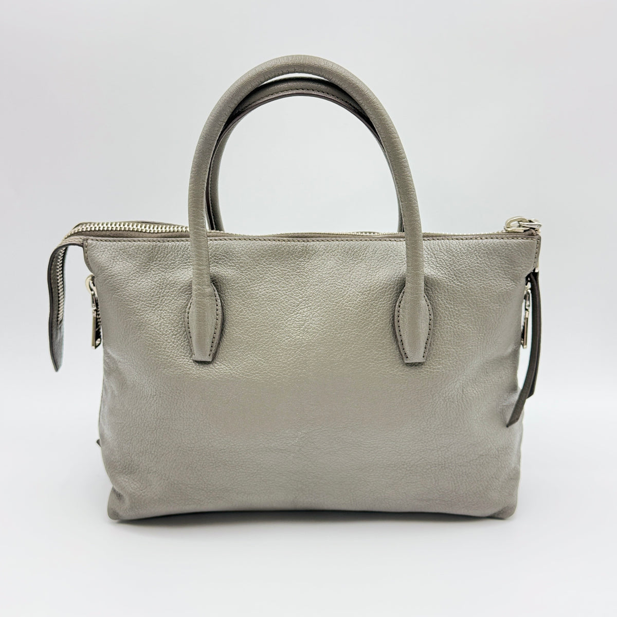 Miu Miu Leather Side Zip Convertible Tote Grey — view 2 of 8 Leather Side Zip Convertible Tote Grey, view 2 of 8