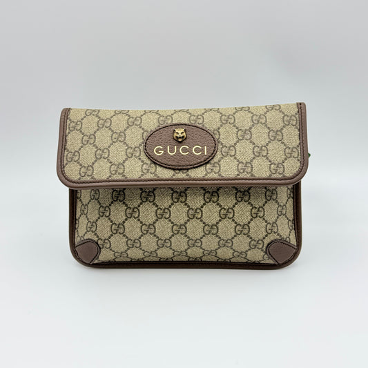 GG Supreme Monogram Neo Vintage Web Belt Bag Brown