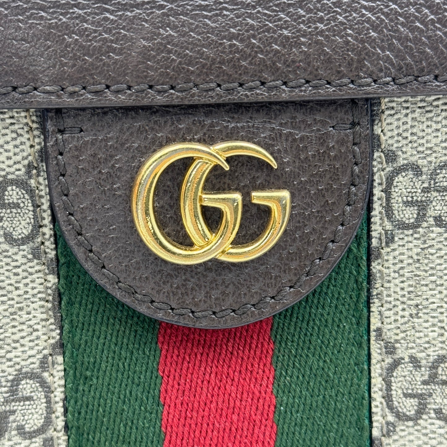 GG Supreme Monogram Web Small Ophidia Chain Shoulder Bag Brown