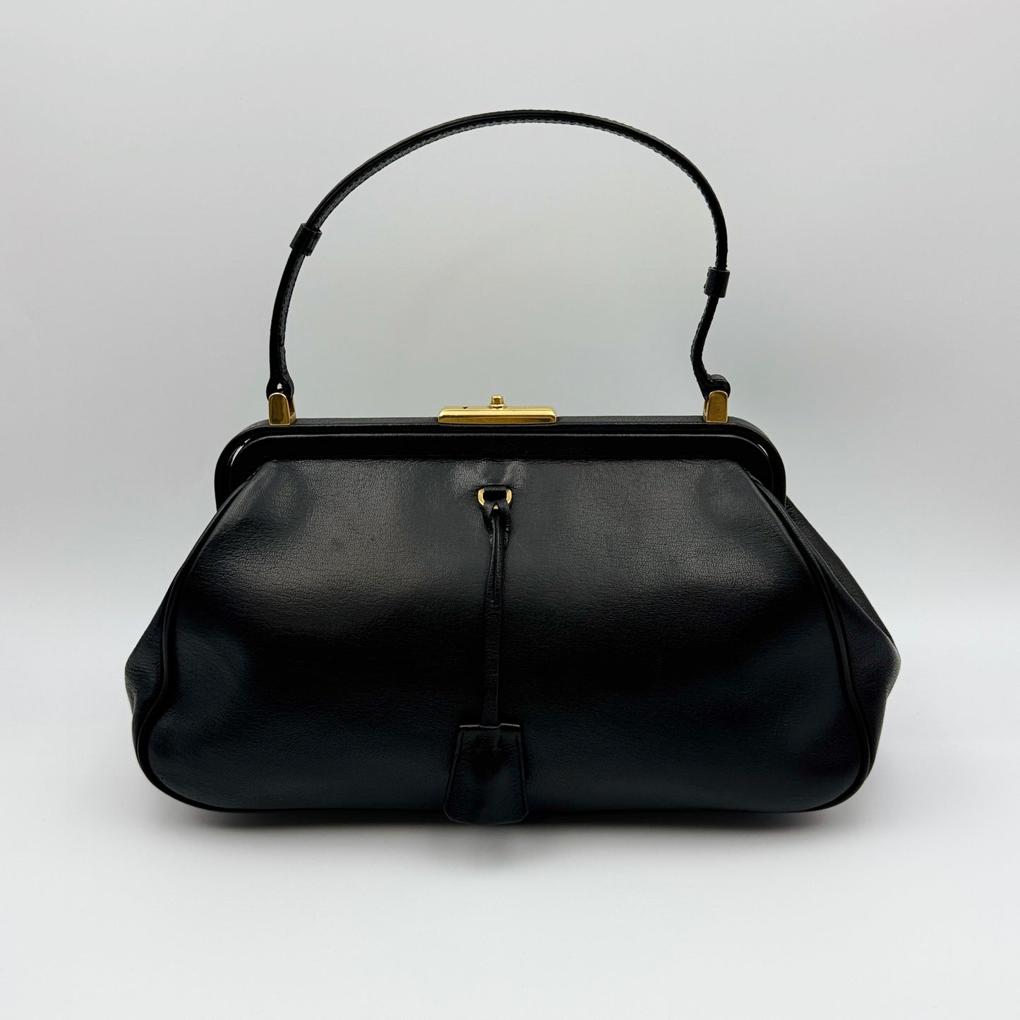 Leather Black Top Handbag