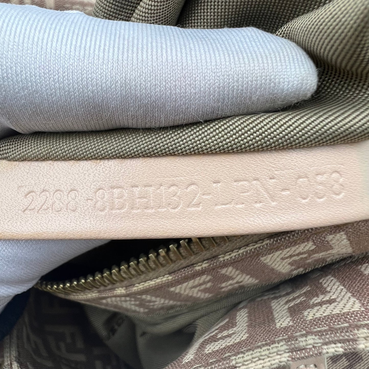 Zucchino Hand Bag Pink Beige Canvas Leather