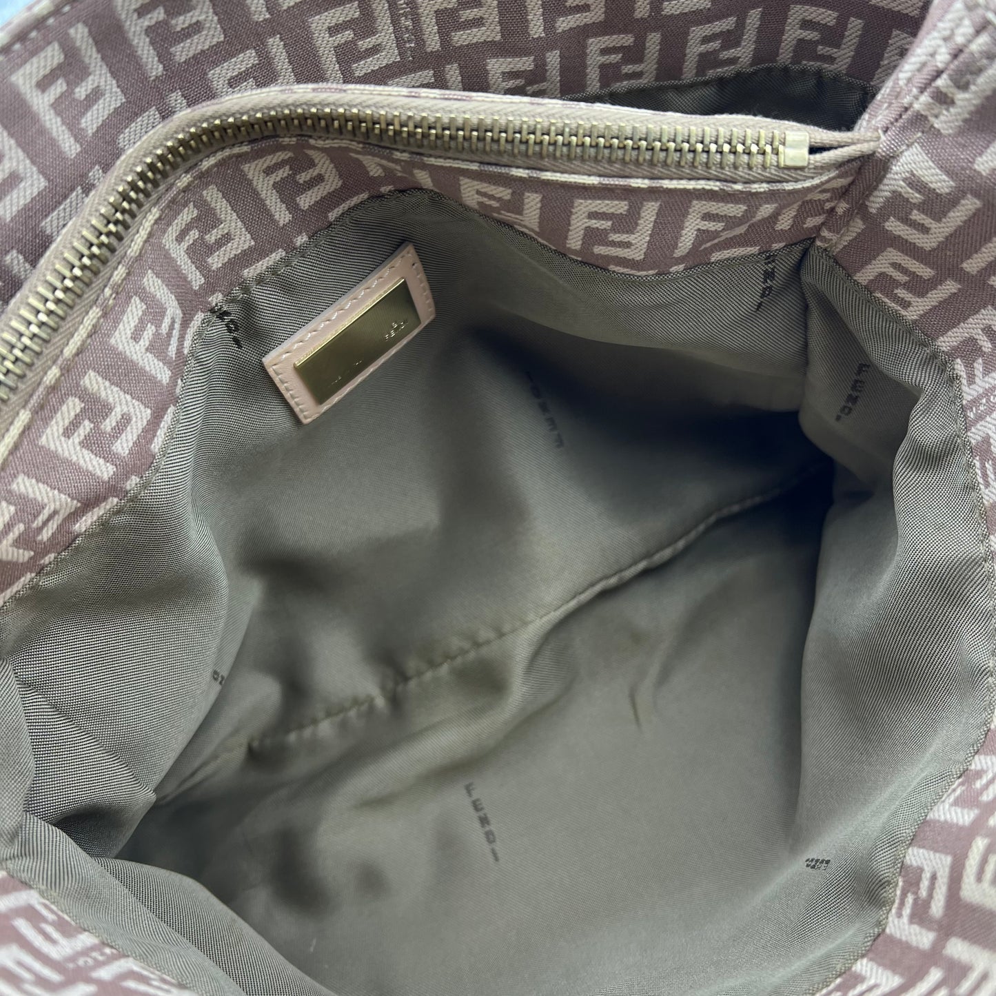 Zucchino Hand Bag Pink Beige Canvas Leather