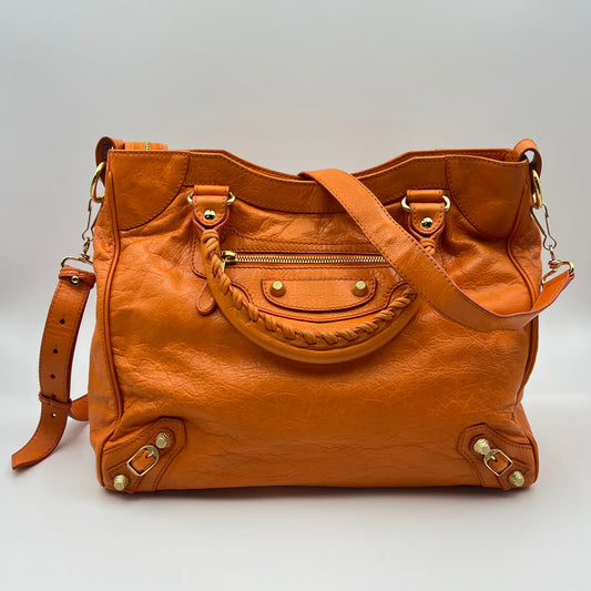 Orange Lambskin Leather Giant 12 Rose Gold