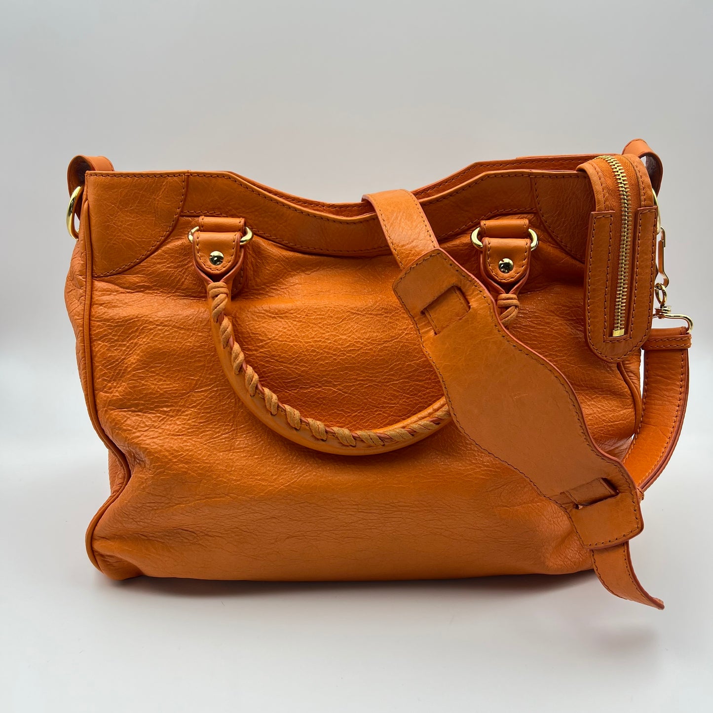 Orange Lambskin Leather Giant 12 Rose Gold