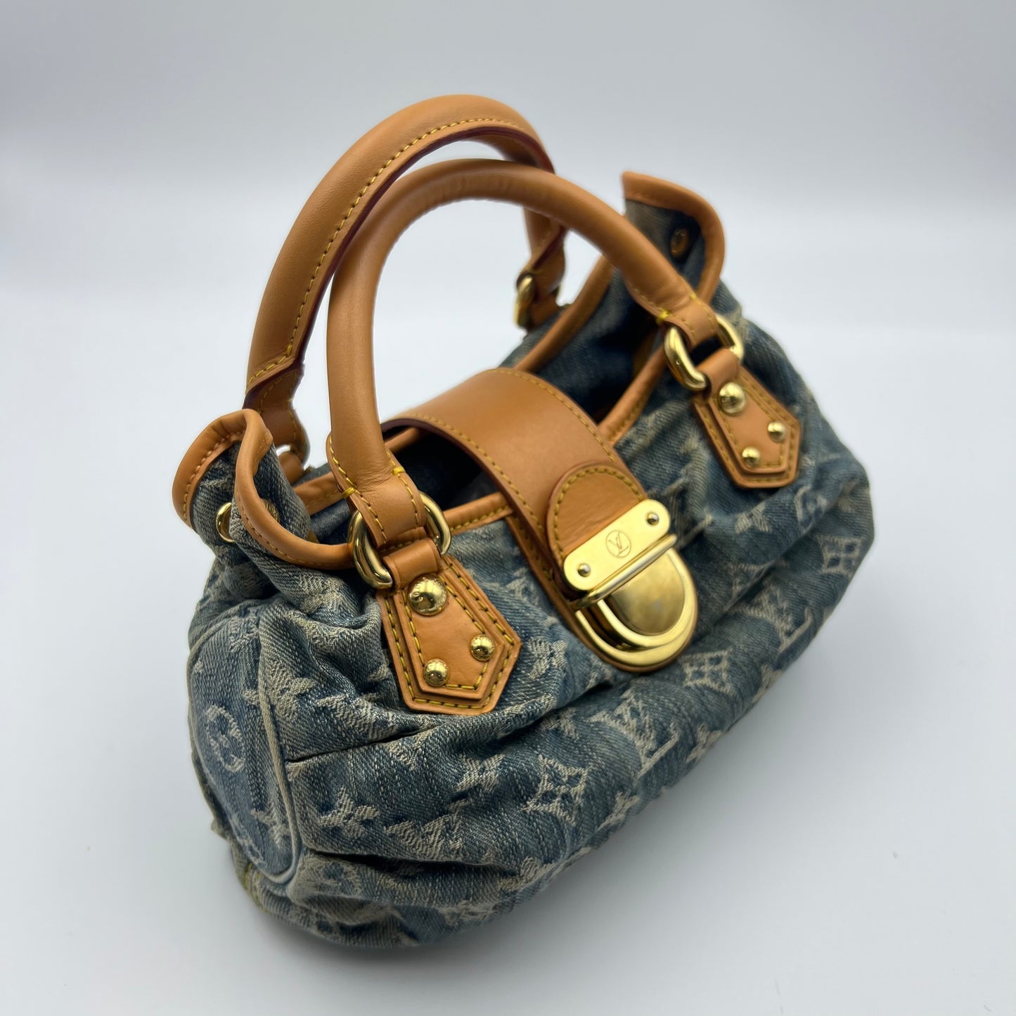 Blue Denim Monogram Pleaty Handbag