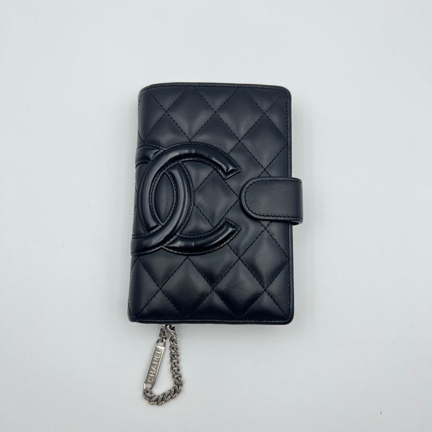 Cambon Line Coco Mark Bi-fold Wallet Round Calf Leather