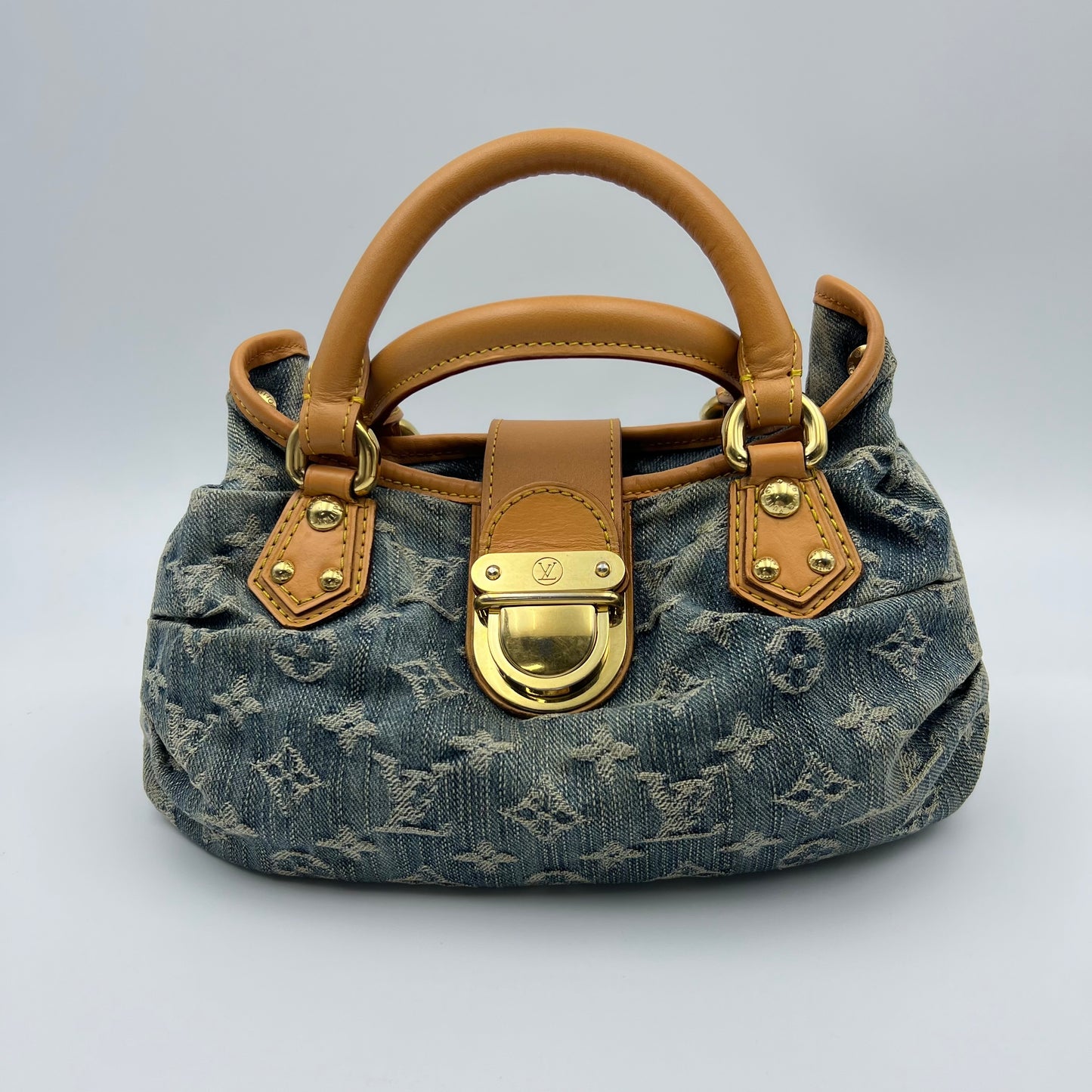 Blue Denim Monogram Pleaty Handbag