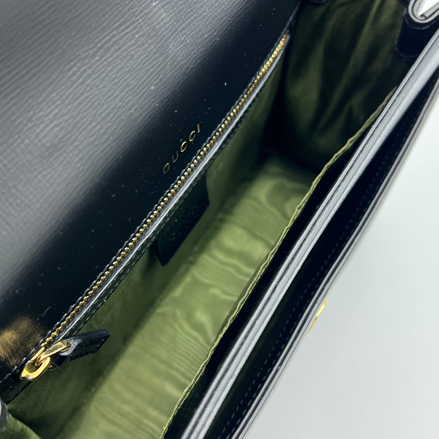 Textured Calfskin Small Torchon GG Ring Shoulder Bag Black