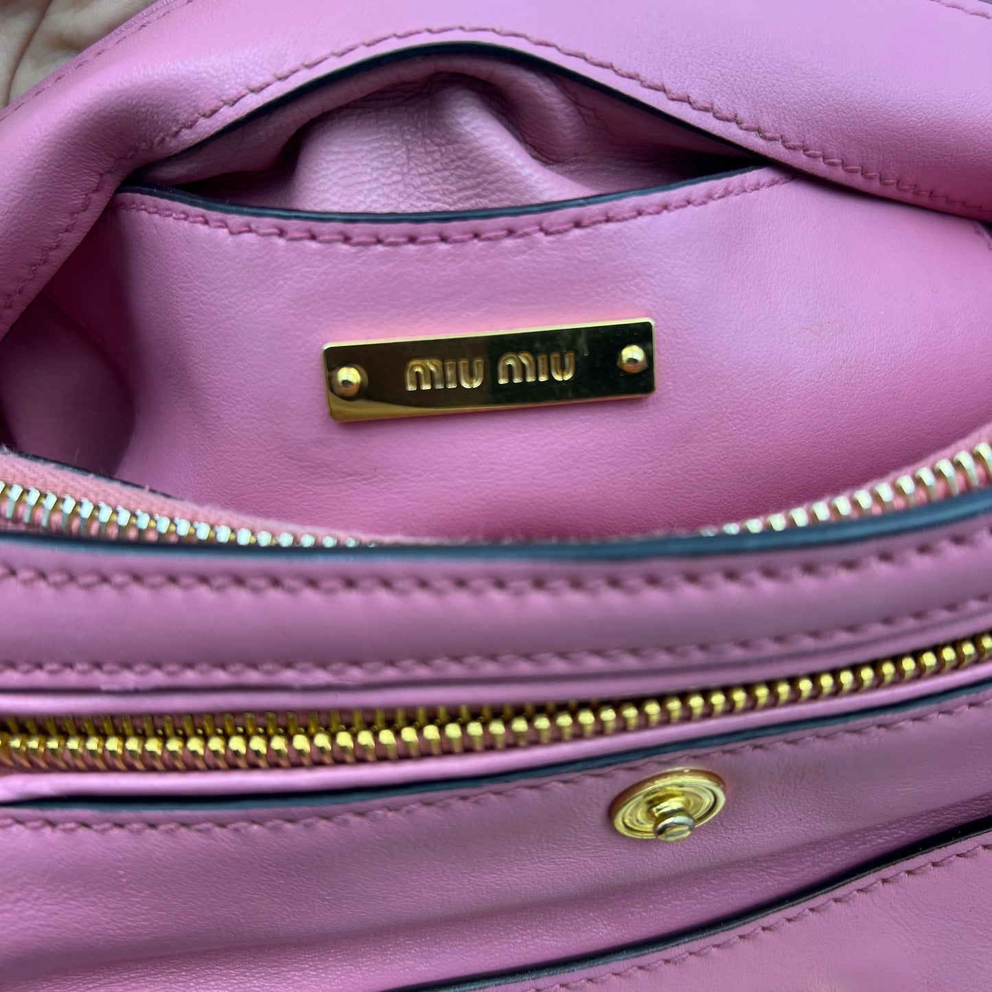 Leather Top Handle Bag Pink