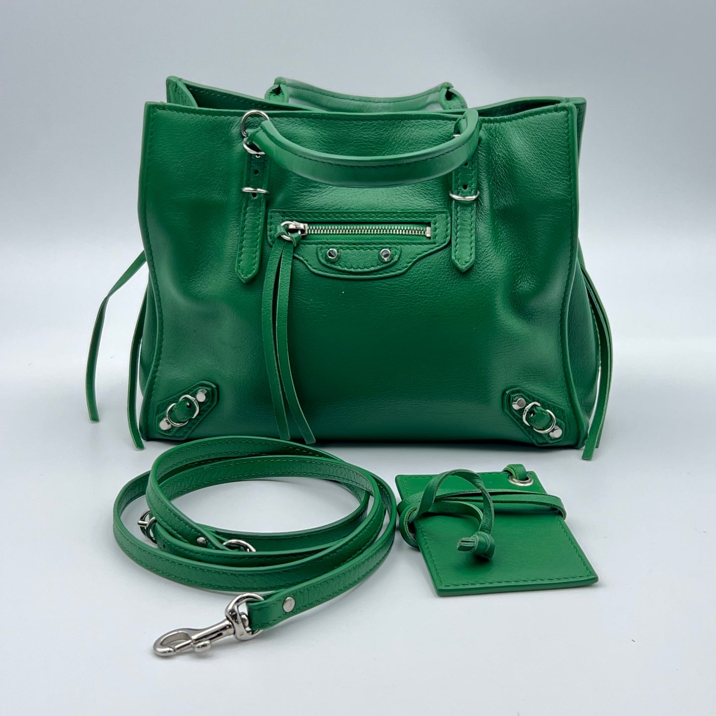 Green Leather Mini Papier A4 Tote