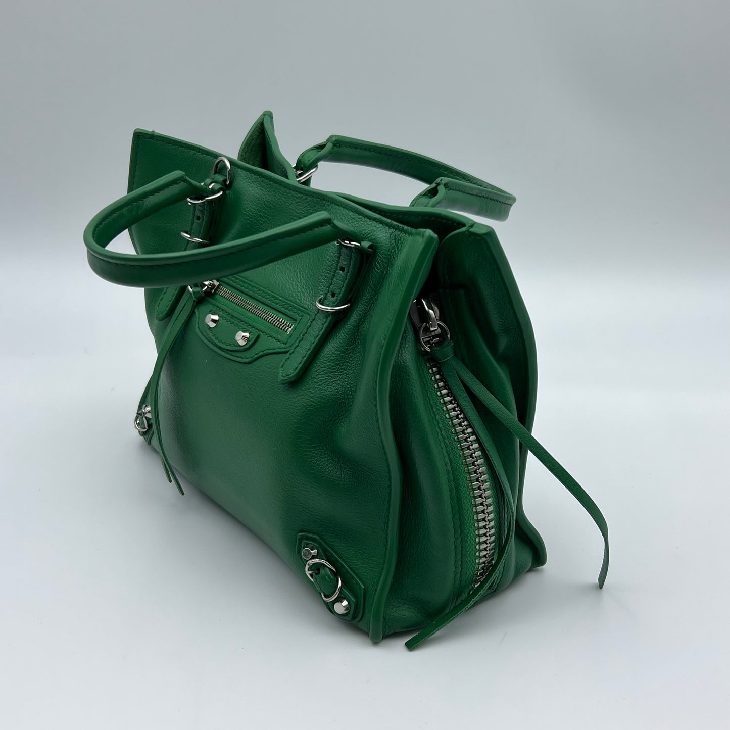 Green Leather Mini Papier A4 Tote