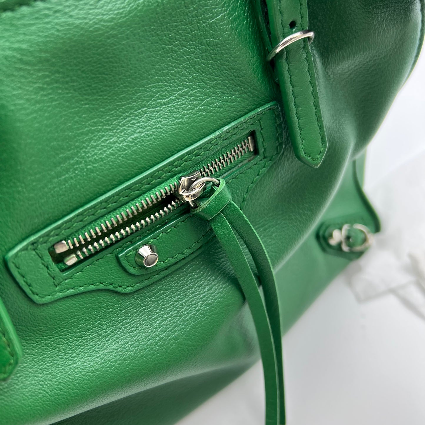 Green Leather Mini Papier A4 Tote