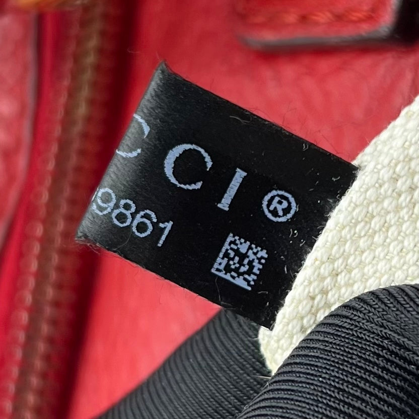 RED PEBBLED LEATHER BELLA TOTE BAG