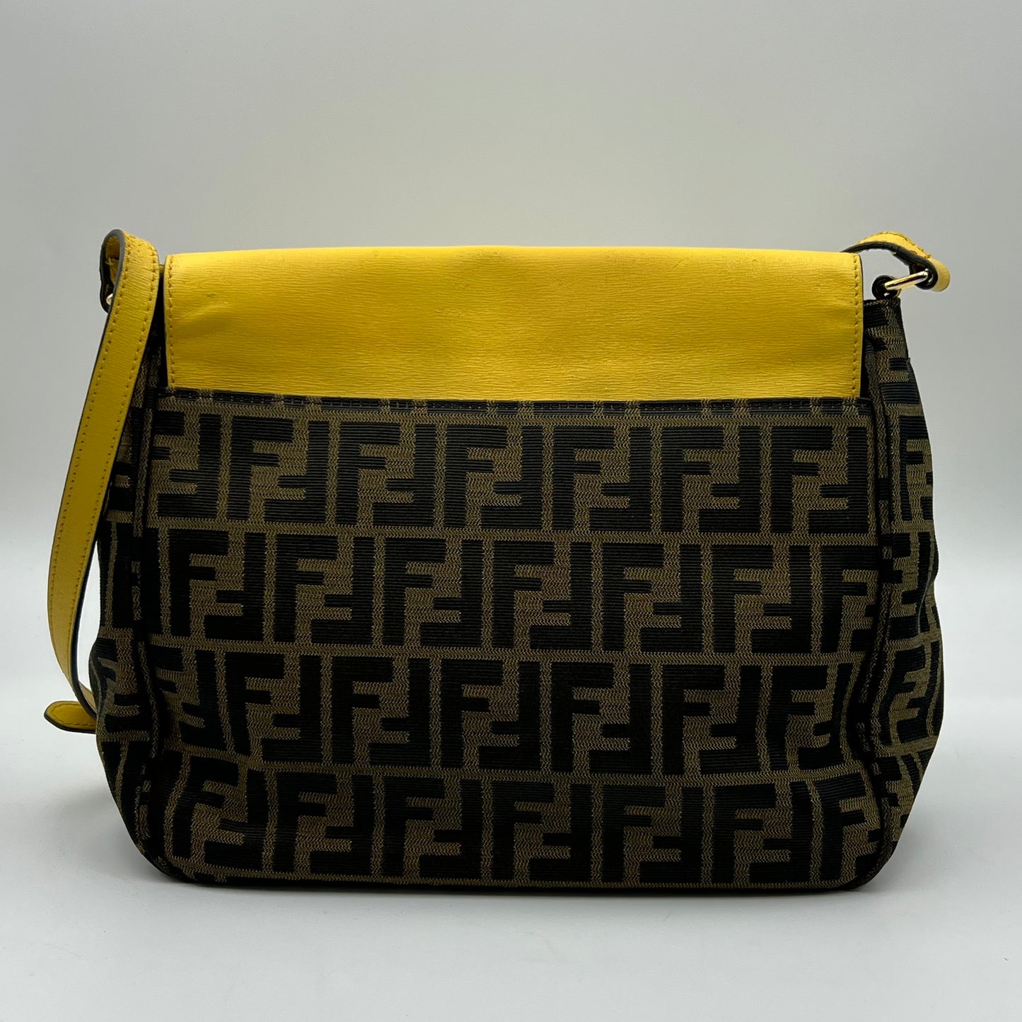 Yellow Zucca Canvas and Leather Flap Crossbody Bag