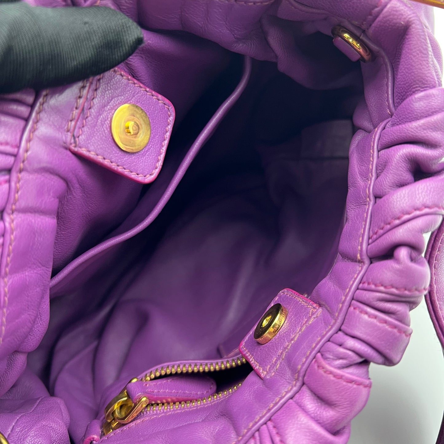 Nappa Stripes Hobo Bag Purple