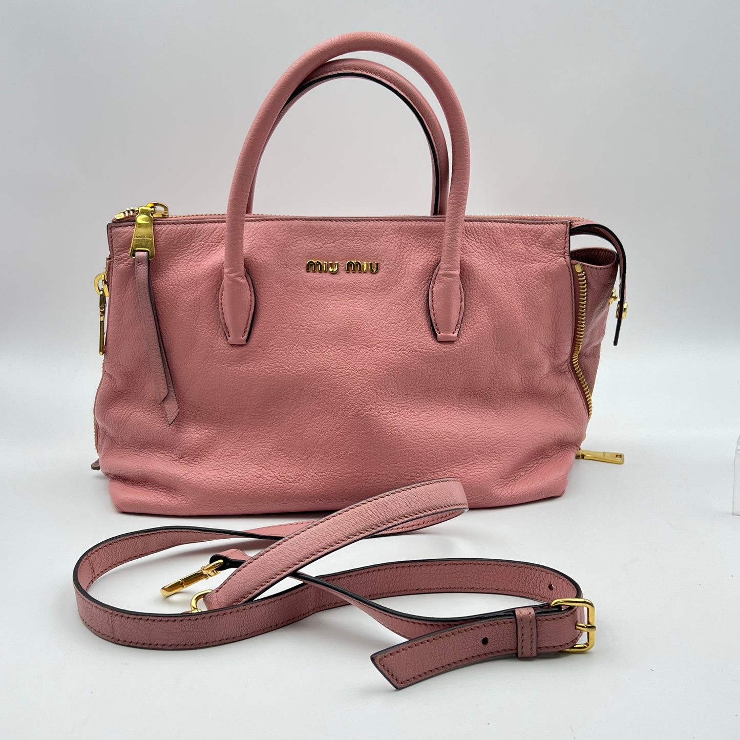 Convertible Madras Side Zip Satchel Pink