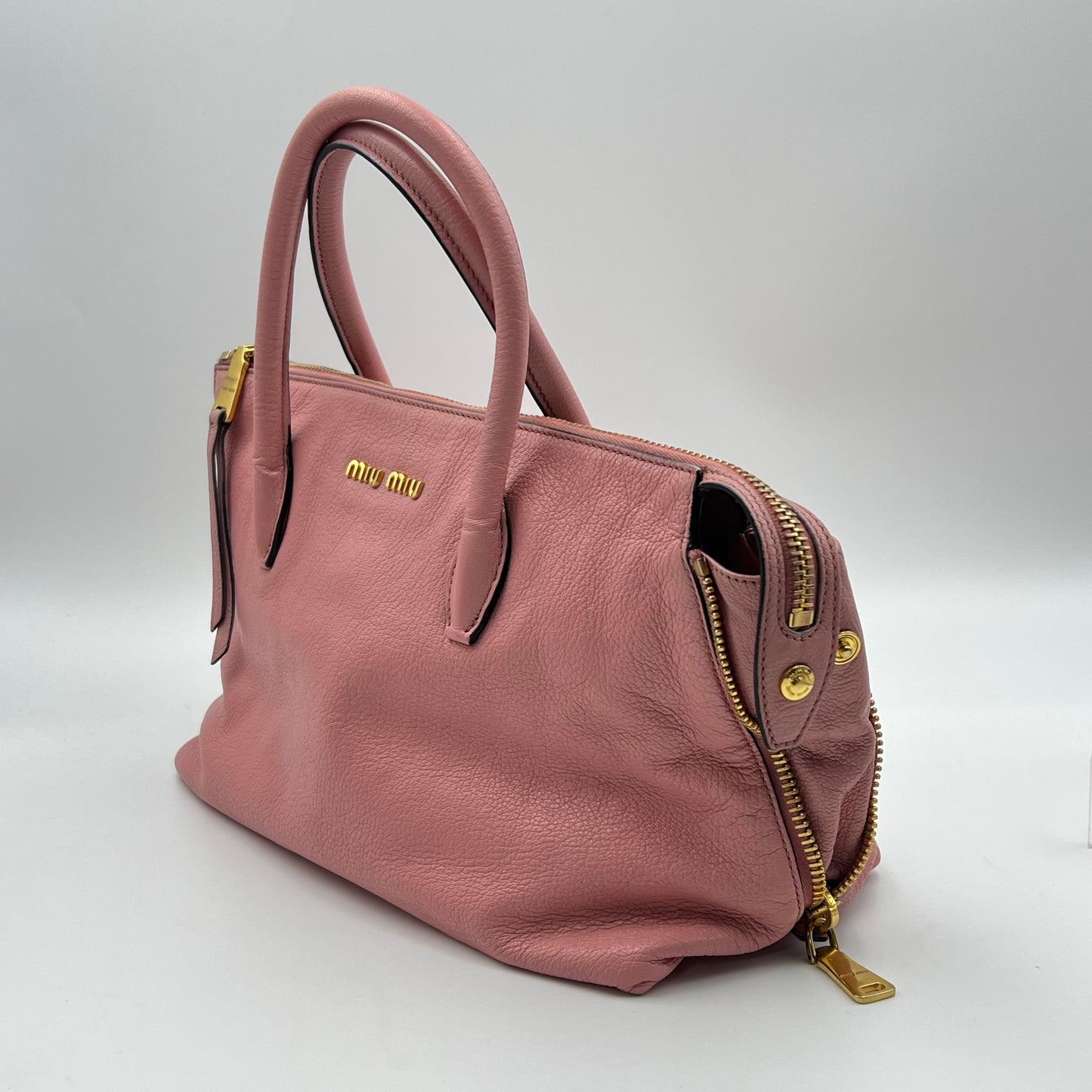 Convertible Madras Side Zip Satchel Pink