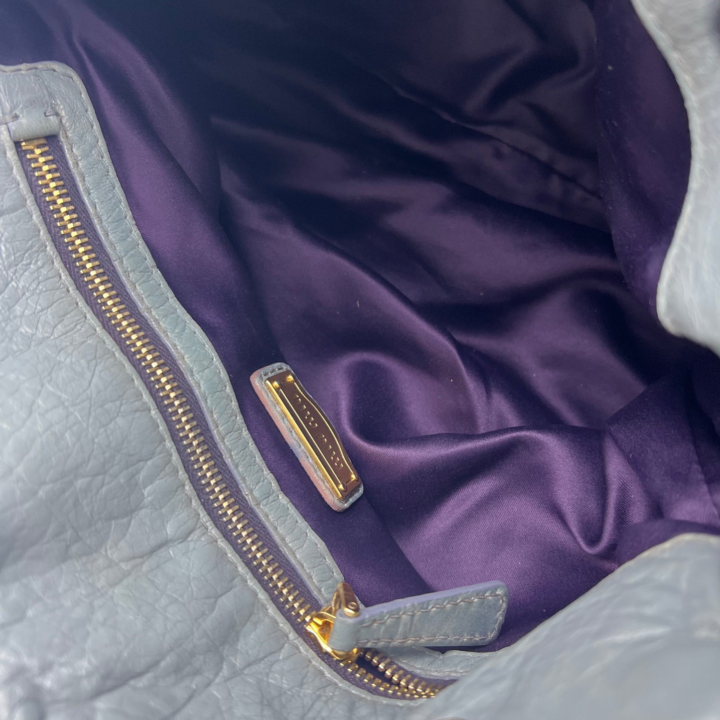 Blue Leather Lily Distressed Shoulder Hobo Bag