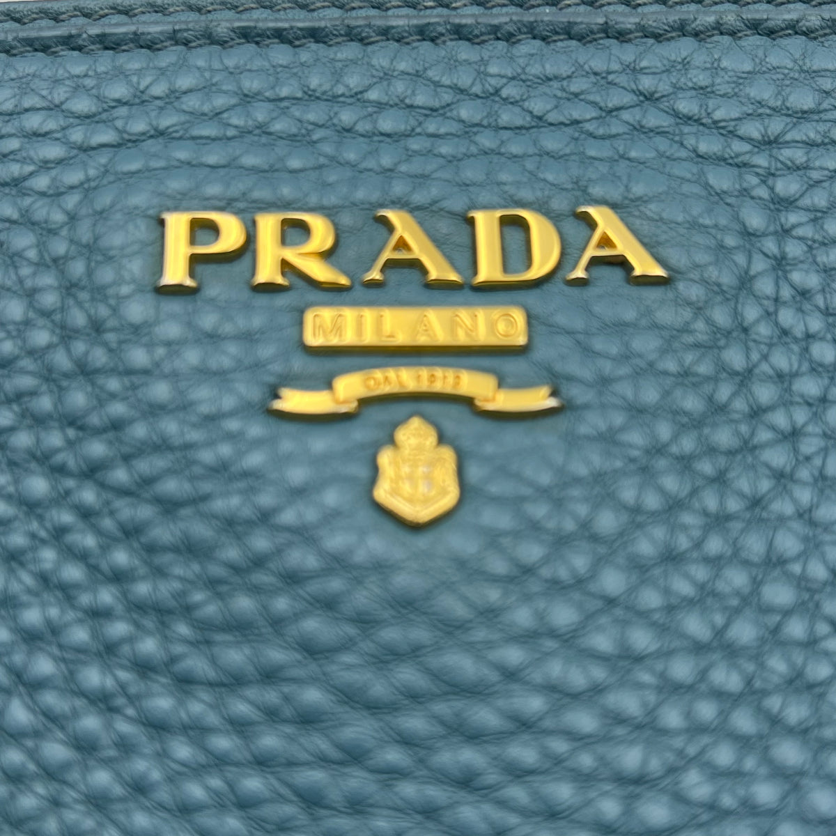 Prada Blue Vitello Daino Double Zip Convertible Tote — view 2 of 9 Blue Vitello Daino Double Zip Convertible Tote, view 2 of 9