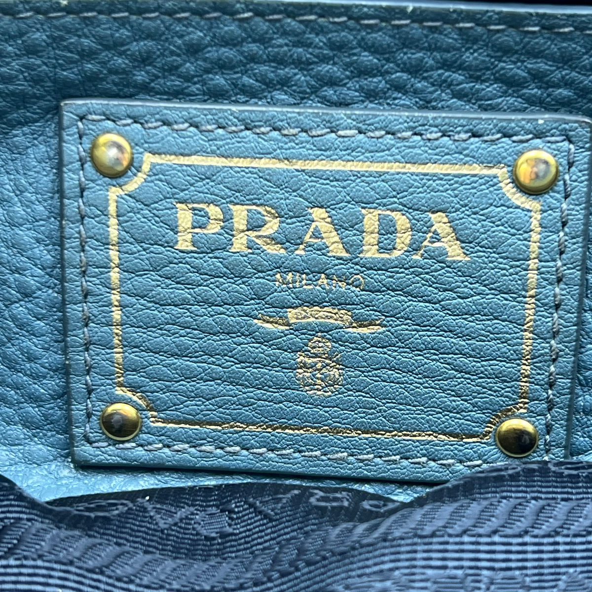 Prada Blue Vitello Daino Double Zip Convertible Tote — view 3 of 9 Blue Vitello Daino Double Zip Convertible Tote, view 3 of 9