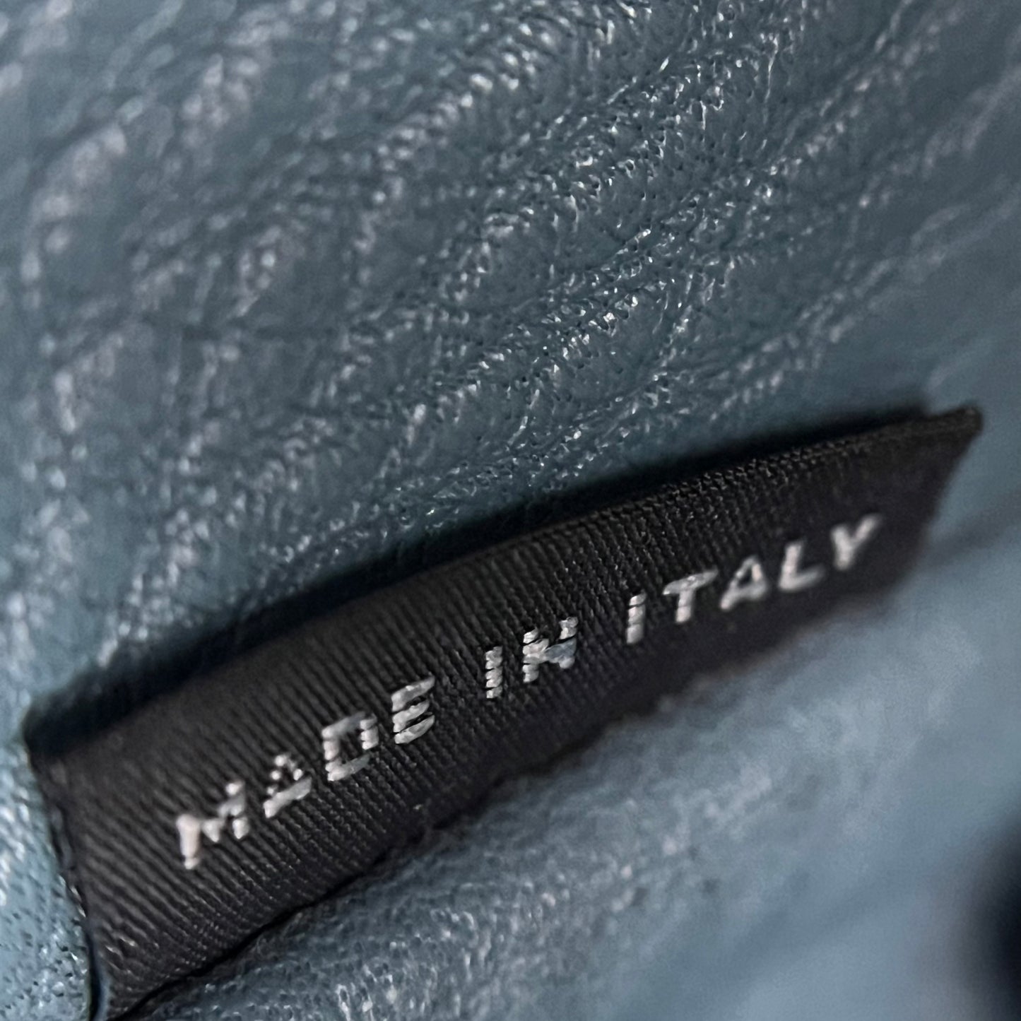 Blue Vitello Daino Double Zip Convertible Tote