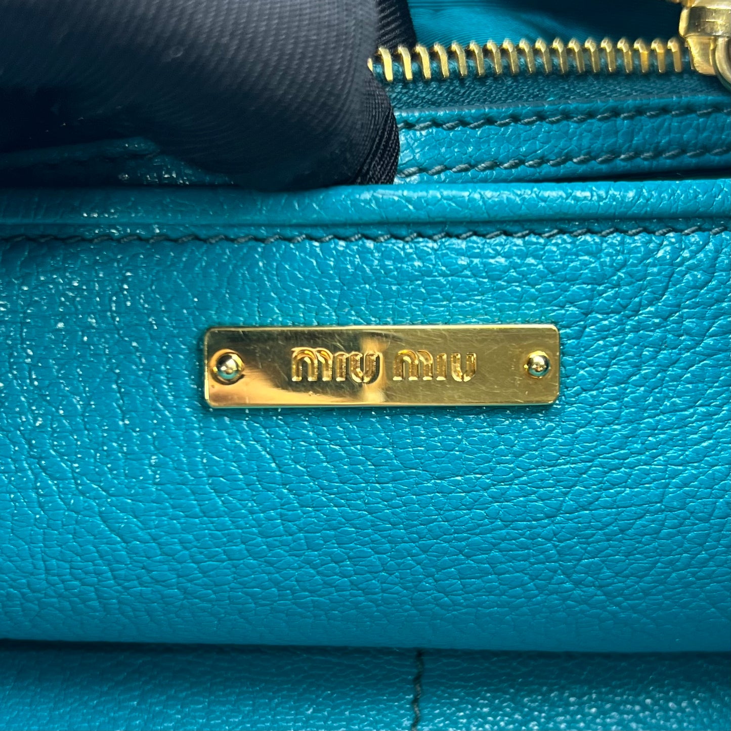 Leather Side Zip Convertible Tote turquoise